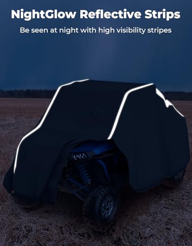 KEMIMOTO UTV Cover 2 Seater All-Weather Protection, Compatible with Polaris Ranger XP 1000,Mule,Pioneer,Wolverine,CFMOTO UForce, Ranger Cover 2-3 Seater PU Oxford Cloth Windproof Medium Size - size: Medium