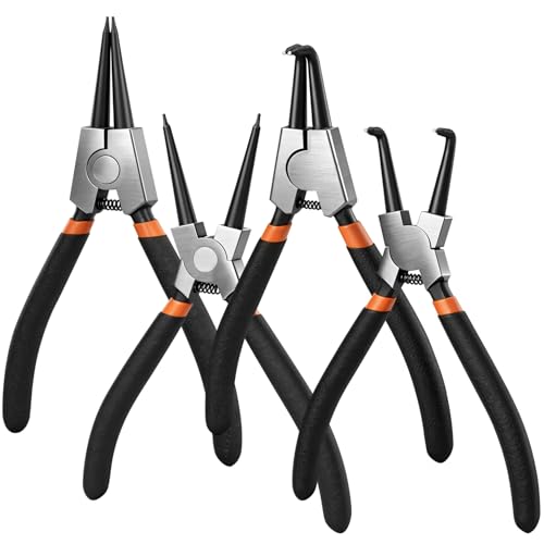 4pcs 7in Snap Ring Pliers, 7/128in Small Tips - color: 4pcs Small Tip Snap Ring Pliers