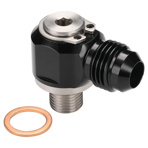 6AN Male Flare Banjo to M10x1.0 Stainless Steel Banjo Bolt Assembly Fitting Adapter Black - size: 6AN to M10x1.0