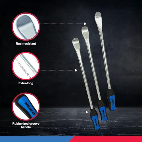 NEIKO 20601A 14.5” Steel Tire Spoons Tool Set, Include 3 Piece- Spoons,3 Rim Protector,Valve Tool,6-Piece Valve Cores,Motorcycle- Changer,Dirt Bike-Tire Levers,(Pack of 10) - size: Tire Spoon Set, 13 Piece (Pack of 10)