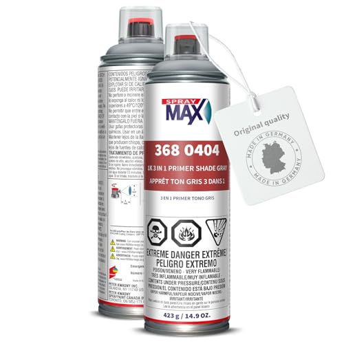 SprayMax 1K 3 in 1 Primer Gray | All-in-One Primer | Automotive Spray Paint - color: Gray