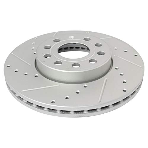 TRQ Performance Front Brake Rotor Set Coated Drilled Slotted - style: BRA74702