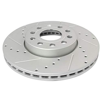 TRQ Performance Front Brake Rotor Set Coated Drilled Slotted - style: BRA74702