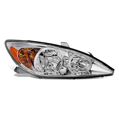 Auto Dynasty Headlight Assembly Compatible with Toyota Camry 2002 2003 2004, TO2503137 OE Style, Passenger Right Side, Chrome Housing Amber Corner - color: Right Chrome Housing Amber Corner, size: Fit 2002-2004 Camry
