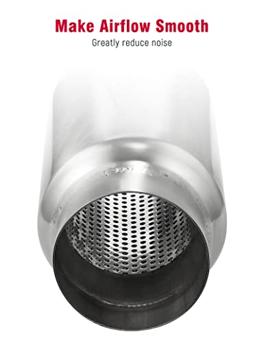 UPOWER 3" Inlet&Outlet Exhaust Resonator,9" Overall Length Center Straight Through Stainless Steel Muffler,Polished - size: 3" Inlet 9" Overall Length