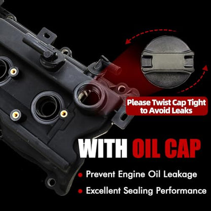 MITZONE Engine Valve Cover Kit Left & Right with Gasket & Bolts Compatible with 2009-2014 Nissan Murano Quest 3.5L Replace# 13264-JP01A 13264-JP01B
