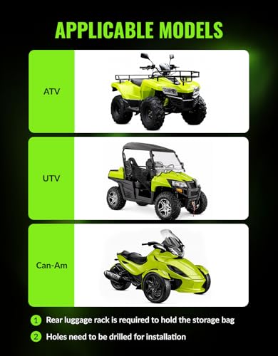 Green-L 95L Universal ATV Rear Rack Cargo Storage Box Trunk Luggage with Passenger Backrest Pad - size: #1-95L