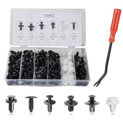 OTUAYAUTO 120PCS Nylon Push-Type Bumper Retainer Clips - size: 120Pcs 6 Sizes Clips with 1 Remover