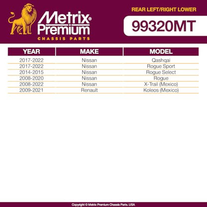 Metrix Premium Chassis Parts Control Arm Kit Fits Nissan Qashqai 17-22 - size: TC6875_TC6876