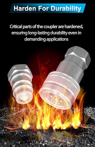 1/2" NPT Hydraulic Quick Connect Tractor Couplers,ISO 5675 Ball Pioneer Style Hydraulic Quick Coupler w/Dust Caps 2 Sets,DecoHongDi