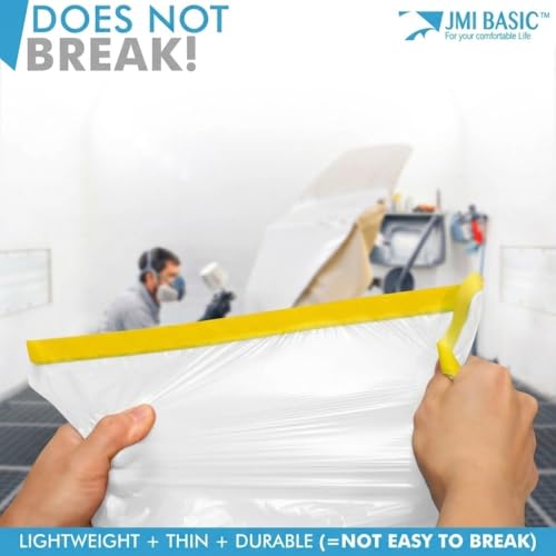 Pre-Taped Masking Film for Car Painting – 3 Pack Painters Plastic Sheeting with Automotive Tape and Drape, Paint Plastic Covering Cars, Appliance, Windows and Furniture Protection (59 Inch) - size: 59 Inch