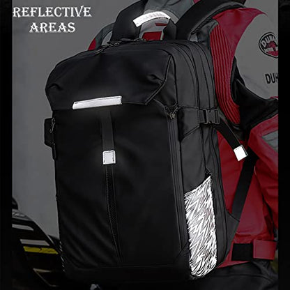 Motorcycle Backpack, 17'' Laptop Compartment, High-Density Nylon, Adjustable Helmet Holder, Reflective, Waterproof for Outdoor Enthusiasts - color: Holder