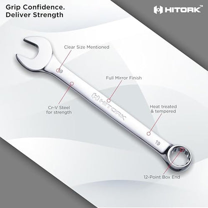 HITORK 19 Piece Metric Combination Wrench Set, 6-24 mm, CR-V, Storage Pouch - style: 19 Piece Set Metric