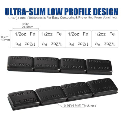 JiiinMiiin 1/2oz, 0.5oz, 24PCS Black Steel Adhesive Stick on Wheel Weights - color: Black, size: 0.5oz - 24PCS