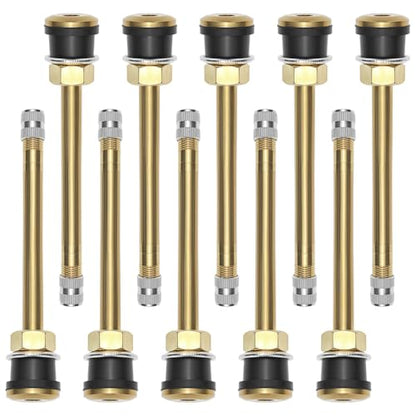 QWORK TR572 Brass Commercial Valve Stems, 10 Pack Replacement Truck Tire Valve Stems, 3-3/4" Length, 200psi Cold Pressure Capacity