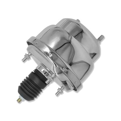 Chrome 7" Dual Brake Booster & Smooth Master Cylinder 1 1/8" Bore - size: 7", style: Dual Diaphragm