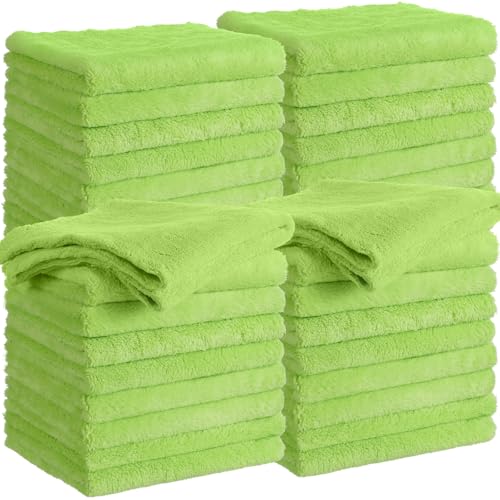 Shimeyao 30 Pcs 16 x 16 Inch Edgeless Microfiber Plush Towels for Cars Detailing Drying Wash Polishing Absorbent Cleaning Cloths, 500 GSM(Green) - color: Green, size: 16 x 16 Inch