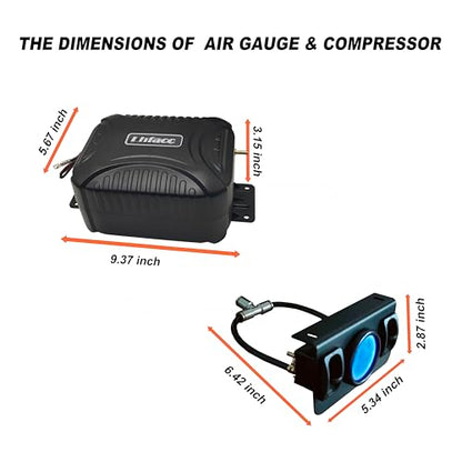 On Board Air Compressor System Air Pump System with Digital Dual Path Air Gauge Paddle Valve Gauge Air Line T Fittings for Trucks Vans