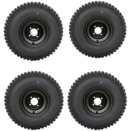 Knobby 18x9.5-8" Golf Cart/ATV Tires on 8" BLACK Steel Wheel-Set of 4
