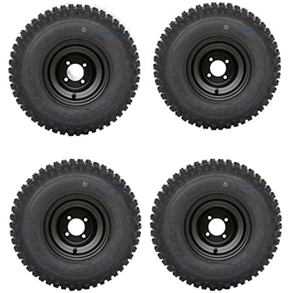 Knobby 18x9.5-8" Golf Cart/ATV Tires on 8" BLACK Steel Wheel-Set of 4