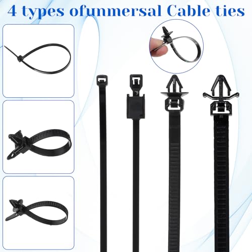 200 Pcs Car Wire Loom Routing Clips Push Mount Cable Tie Assortment 15 Sizes Car Harness Routing Clips Universal Wiring Harness Clip Replacement Parts for Automotive
