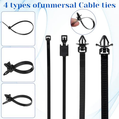200 Pcs Car Wire Loom Routing Clips Push Mount Cable Tie Assortment 15 Sizes Car Harness Routing Clips Universal Wiring Harness Clip Replacement Parts for Automotive
