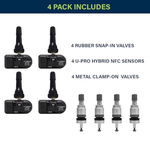 Myers Tire Supply Smartphone Programmable Tire Pressure Monitoring System - The TPMS Sensor Includes Dual Valves for Easy Installation by DIYers and Professionals (4 Pack)