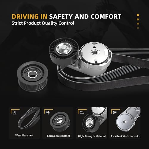 Belt Tensioner Serpentine Belt Idler Pulley Kit 90K-39282D - size: for Town & Country/Grand Caravan 11-16