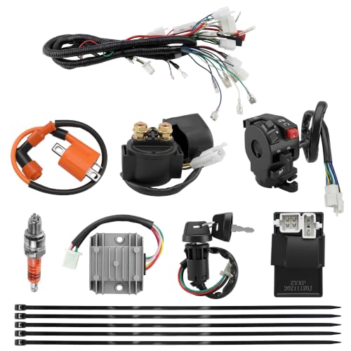 PRO BAT Chinese ATV Electric Wiring Harness AC 6-Pin CDI 4-Wire Rectifier - color: O Spark Plug/Ignition Coil & S Regulator