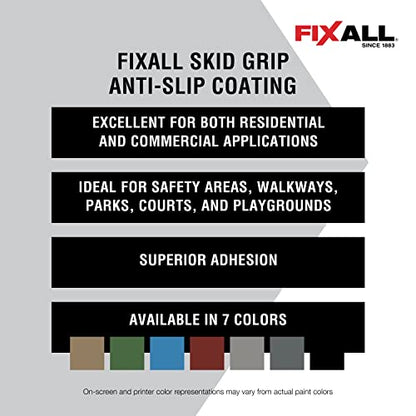 FIXALL Skid Grip Anti-Slip Coating, 1 Gallon, Smoke, Exceeds ADA Standards, Ideal for Safety Areas, Slip-Resistant Pavement, Cement & Concrete Paint - color: Smoke, size: 128 Fl Oz (Pack of 1)