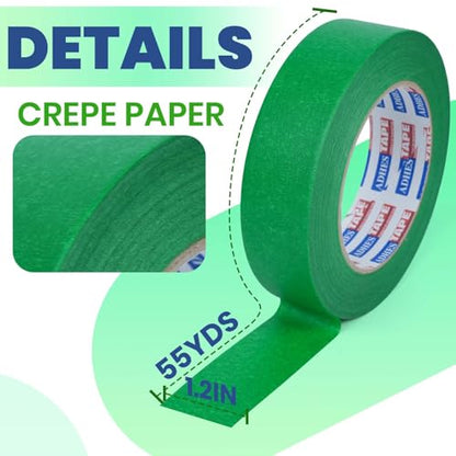 ADHES Green Masking Tape 1.2in x 55yds x 5rolls - size: 1.2in x 55yds
