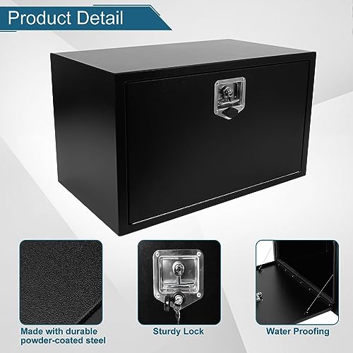 30"X18"X18" Underbody Steel Truck Box Black Heavy Duty Underbody Storage Box Waterproof Truck Tool Box Organizer w/Lock & Keys For RV,Pick up Toolbox - size: 30"x18"x18"