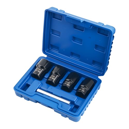 5PCS Locking Lug Nut Removal Tool,17-22mm Wheel Lock Removal Kit with 6 Point Design for Replacing The Nuts,Automotive Tools 1/2" Drive Lug Nut Extractor Set with Center Punch Bar