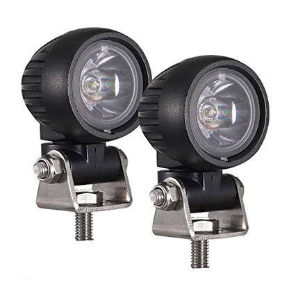 Raycharm Offroad 2" Round LED Fog Light Pods for Motorcycle, 6000K Cool-White Long Range Spot Beam, Rugged Die-Cast Aluminum Housing, Corrosion Resistant Waterproof, 12V/24V DC, 2-Pack - size: 2" Round Spot Beam