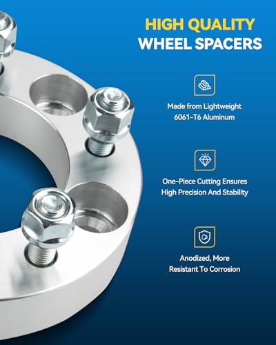 PHILTOP 8x6.5 Lug-Centric Wheel Spacers 1.5" for Chevrolet Silverado 1500 - color: Sliver, size: 8x6.5 -126.15mm -M14x1.5 -1.5" thick - 2Pcs