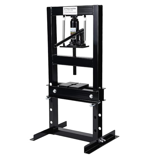 GAOMON 6 Ton Hydraulic H-Frame Shop Press – Heavy Duty Manual Hydraulic Press with Adjustable Bed, Stamping Plates, Worktable – Auto Repair, Metalworking, Garage, Engine Bearing Removal – 6T, Black