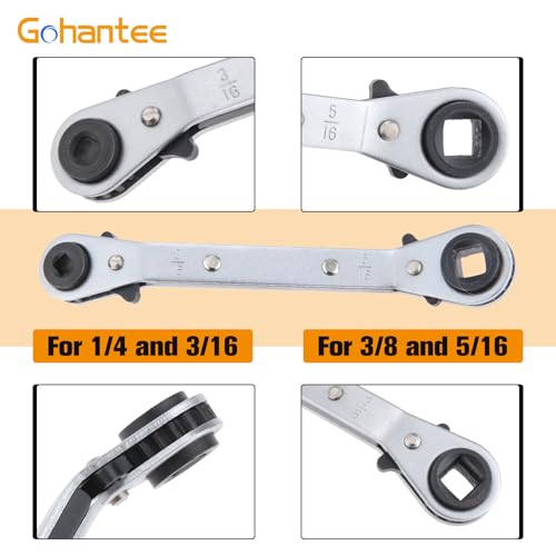 Refrigeration Ratchet Wrench 4 Different Sizes 1/4 x 3/16 x 3/8 x 5/16