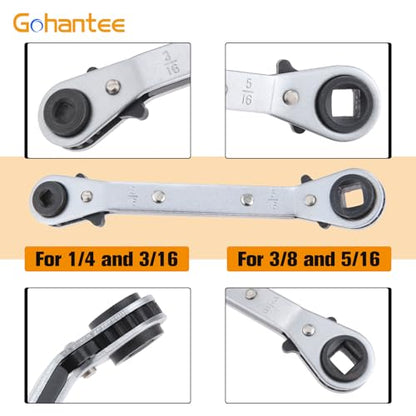 Refrigeration Ratchet Wrench 4 Different Sizes 1/4 x 3/16 x 3/8 x 5/16
