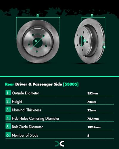 SCITOO Brake Kits Front Rear Disc Brake Rotor & Pads:53005;53006;D1084;D967 - size: 53005+D1084 & 53006+D967 [4+8PCS]