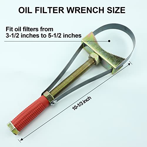 Oil Filter Wrench Removal Tool Heavy Duty Adjustable Strap 9-15 cm Diameter for Truck Excavators