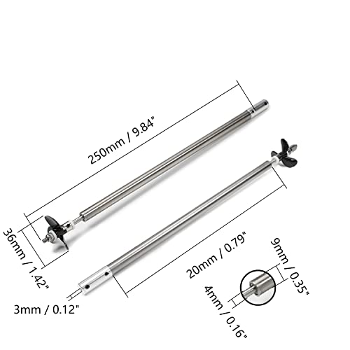 Fielect Drive Shaft w Propeller and Universal Joint for RC Boat, L250mm Shaft, L200mm Sleeve, D36mm Propeller, Fit for 3mm Motor Shaft - color: 3.00mm 25cm 20cm