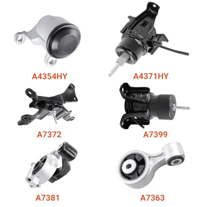 6PCS Engine Motor & Transmission Mount Set for Nissan Murano 09-14 FWD - size: For Murano 2009-2014/ Quest FWD 2011-2014 3.5l