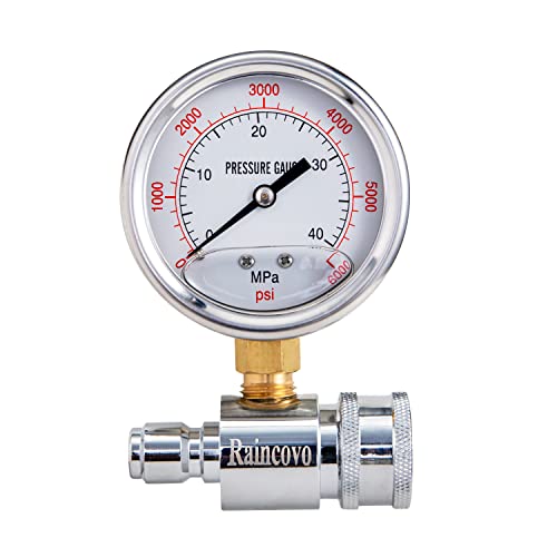 Raincovo Pressure Washer Gauge, 6000 PSI, 3/8 Inch Quick Connect