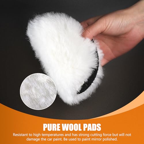 POLIWELL Buffing Polishing Pads 5 Inch, 7Pcs Buffing Sponge Pads Kit 5.5" Face for 5" Backing Plate, Compound Cutting Foam Pads, Wool Pad for Car Buffer Polisher, Compounding Polishing and Waxing - size: 5 Inch