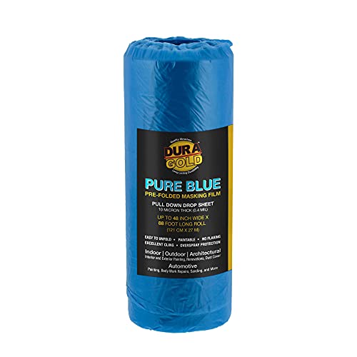 Dura-Gold 48" x 88' Pure Blue Pre-Folded Masking Film - Painters Plastic - size: 48-inch