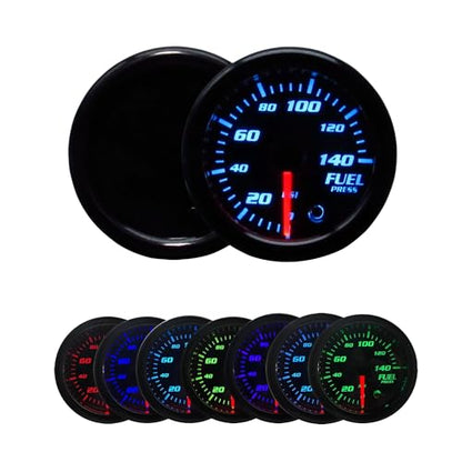 2''52mm Fuel Pressure Gauge 0-140 PSI with Sensor Tinted 7 Color Gauge Kit