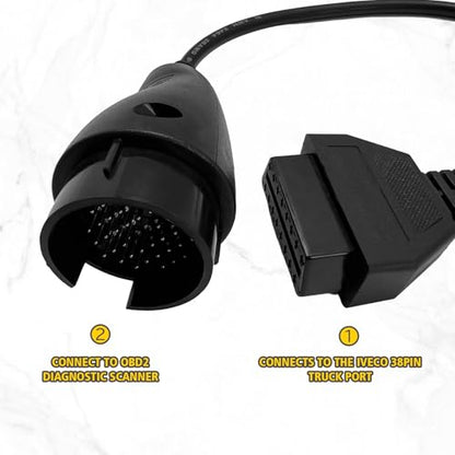 Truck OBD1 to OBD2 Cable for Iveco 38pin to 16pin Diagnostic Adapter - style: Fit for Iveco 38pin