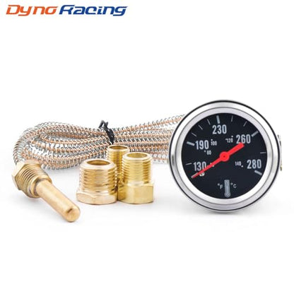 Dyno Racing 2" 52mm 12V Pointer Mechanical Water Temperature Temp Gauge (50-140℃,130-280℉),Yellow Light Car Meter with Sensor NPT 1/2, NPT 3/8, NPT 1/4, 1.8m Wire Length - style: 50-140℃ & 130-280℉