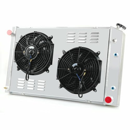 4 Row Aluminum Radiator Shroud Dual 12" Fan Relay Kit for 1973-1987 Chevy C10 C20 C30 K10 K20 GMC C1500 High Performance Racing Spec Dual Fan Relay Kit TOC