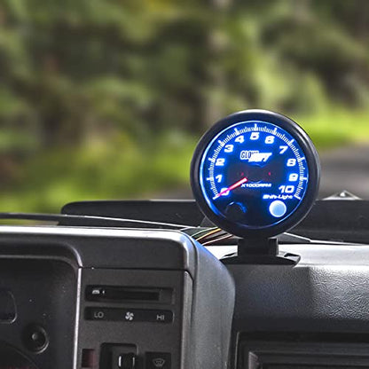 GlowShift Black 7 Color 10,000 RPM On-Dash Tachometer Gauge, 3-3/4" 95mm